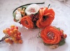 комплект обруч и брошка оранжевые цветы композиция