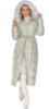 Куртка женская зимняя длинная с опушкой из кролика на капюшоне и поясом - 59485 цвет платина