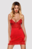 Сорочка атласна з мереживом Obsessive Lovica chemise, Червоний, 2XL, 2XL