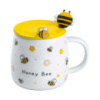 Чашка керамічна Bee 450 мл з кришкою та ложкою, honey bee