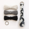 Набор макраме для рукоделия и плетения брелока для ключей и аксессуаров 17.3х3.5 см цвет белый,серый,черный