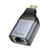 Переходник HOCO UA35 Type-C (папа)/RJ-45(мама), Gray, Box