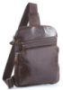 Компактний рюкзак слінг  одна шлейка лямка сумка месенджер шкіряний коричневий