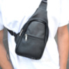 Сумка з натуральної шкіри, слінг чоловічий чорний, барсетка, крос боді, Практична сумка-месенджер