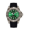 Жіночий годинник Sanda 9007 Black-Green з зеленим циферблатом та каучуковим ремінцем