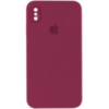 Чохол Silicone Case Square Full Camera Protective (AA) для Apple iPhone XS Max (6.5«), Бордовий / Plum - купити в SmartEra.ua