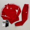 Женский весенне-осенний спортивный костюм світшот штани червоний Adidas
