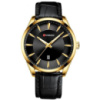 Чоловічий наручний годинник Curren 8365 Black-Gold з мінеральним склом та шкіряним ремінцем