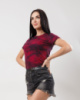 Жіноча футболка з ефектом тай-дай «Storm» оптом | Батал | Розпродаж моделі Малиновий, 50-52