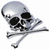 Наклейка-эмблема 3D «Череп с костями» для автомобиля, хромированный метал.