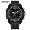 Чоловічий годинник Sanda 6029 All Black тактичний зі стрілково-електронним циферблатом та водозахистом 5 ATM