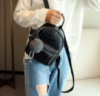 Стильный женский рюкзак с меховым брелком Мини, Черный
