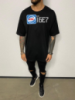 Чорна літня легка чоловіча оверсайз футболка з принтом