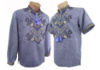 62-68 Чоловіча синя вишиванка у великих розмірах вишита сорочка етно, Мужская синяя вышиванка