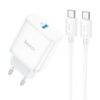 Мережевий зарядний пристрій з кабелем HOCO C104A Stage single port PD20W charger set (Type-C to Type-C) (EU) White (6931474782915)