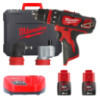 Дриль-шуруповерт акумуляторний MILWAUKEE, M12 BDDXKIT-202C, 32Нм (зарядний пристрій С12 С, 2 акумулятори М12 В2 2Аг, 3 насадки,