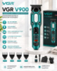 Акумуляторна машинка для стрижки VGR V900 Green з набором насадок
