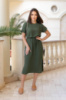 Жіноча сукня міді зі шнурком «Rea» оптом | Батал Хакі, 54-56