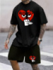 Комплект футболка та шорти чорного кольору з ДТФ принтом (оверсайз)