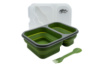 Контейнер TRAMP складаний силіконовий 2 відділи з кришкою защіпкою 900мл (з ложкою-виделкою) , Оливковий