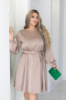 Коктейльна Сукня Шовк Міді 25015 Бежева