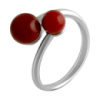Серебряное кольцо CatalogSilver с кораллом, вес изделия 3,48 гр (2136309) 18 размер