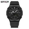 Чоловічий годинник Sanda 3167 All Black тактичний зі стрілково-електронним циферблатом