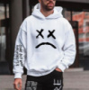 Біле чоловіче стильне оверсайз худі з трендовим дизайном