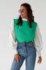 Блуза з об'ємними рукавами з накидкою та поясом ELISA — зелений колір, M (є розміри)