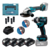 Набір акумуляторних інструментів PROFI-TEC Combo Set 2 EXTRA POWERLine DGA36BL, DTW500BL : з АКБ 4шт-20V 5.0 Ач+ЗП