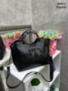 Чорна — стильна сумка на три відділення — фурнітура темне срібло — екошкіра з принтом під рептилію (2049-6)