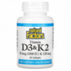 Витамин D3 и К2, Vitamin D3 & K2, Natural Factors, 60 Гелевых Капсул