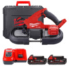 Пила стрічкова акумуляторна MILWAUKEE, M18 FBS85-202C (зарядний пристрій M12-18 FC, 2 акумулятори М18 В2 2Аг, аксесуари, кейс)