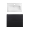 Комплект: тумба Tern підвісна 2 ящики висувних Push-to-Open, 800х725х437 мм Matt Black + раковина Albatross 01 Qtap
