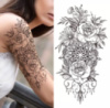 Временное тату водостойкое 3D большое Цветы и вензеля XQB-337 19,5х10 см