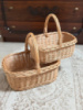 Набір квадратних кошиків «Двійка» 2 шт плетені з натуральної лози з ручкою для Великодня, пасхальна корзинка