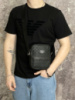 Чоловічий комплект Emporio Armani футболка чорна + месенджер чорний