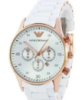 Наручные кварцевые женские часы с браслетом Armani белые, сталь/каучук, женские часы