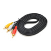 Кабель DC3.5 (папа) => 3хRCA (папа), GOLD Jack3.5мм, длина Jack 17мм, CU, круглый, Black, 3 м, (Пакет) Q300