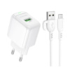 Мережевий зарядний пристрій Borofone BAS42A, Cable Micro, PD 18W, QC 3.0, White