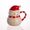 Новогодняя фарфоровая чашка с крышкой для чая и кофе 400 (мл) Снеговик детская чашка на подарок на новый год CR-1-34