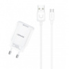 Зарядний пристрій USAMS T21 Charger kit - T18 single USB + Uturn MicroUSB cable, Білий - купити в SmartEra.ua