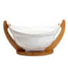 Фруктовница фарфоровая на бамбцковой подставке 31,5*18,5*17,5 см, белый HP1236