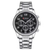 Чоловічий наручний годинник Curren 8466 Silver-Black зі сталевим браслетом та хронографом