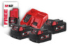 Енергокомплект Li-Ion MILWAUKEE, M18 NRG-503 (зарядний пристрій M12-18FC, 3 акумулятори M18 В5 5Аг) + подарунок акумулятор M12 B