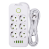 Сетевой фильтр 3 м удлинитель F06U на 6 розеток 4 USB 1 Type-C и кнопкой отключения Белый HP-5-23