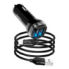 Набор АЗУ 12-24V HOCO Z40+ кабель Lighting, 2xUSB, 2.4A, кабель 1м, Black, Box