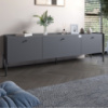 Тумба под телевизор на 3 ящика LION Wood с черными ножками 160х65х40 см Антрацит (LION-043092)