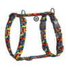 Шлея для собак анатомічна H-подібна WAUDOG Nylon з QR-паспортом, малюнок «Блоки», пластиковий фастекс, S, Ш 15 мм, A 30-45 см, B 36-45 см