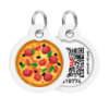 Адресник для собак і котів металевий WAUDOG Smart ID з QR паспортом, малюнок «Піца», коло, Д 30 мм